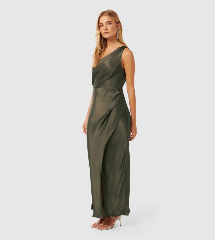 forever new  EMILY One Shoulder Satin Maxi Dress for Women | Best Price UAE